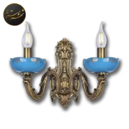 لوستر دیواری لامپا آنتیک آبی 2 شاخه