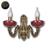 لوستر دیواری لامپا آنتیک زرشکی 2 شاخه