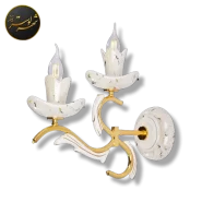 لوستر دیواری یالدار طلایی 1 شاخه دوبل